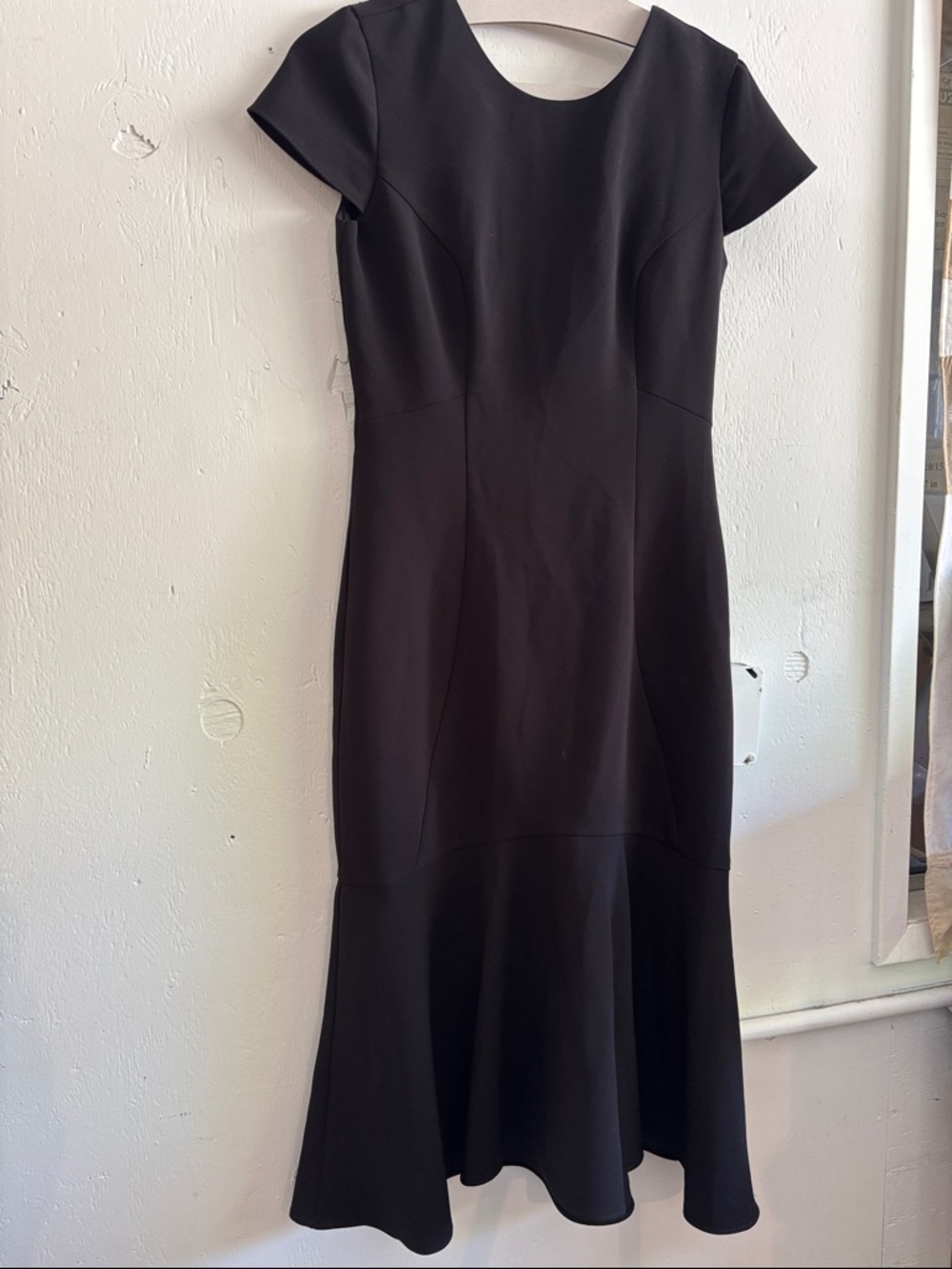 Amanda Uprichard Black Cap-Sleeve Midi Dress